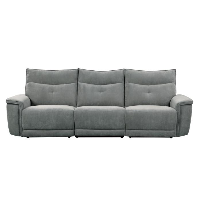 Tesoro Power Double Reclining Sofa w/ Power Headrests in Dark Gray - U&U Home Budget Furniture (Carteret, NJ)