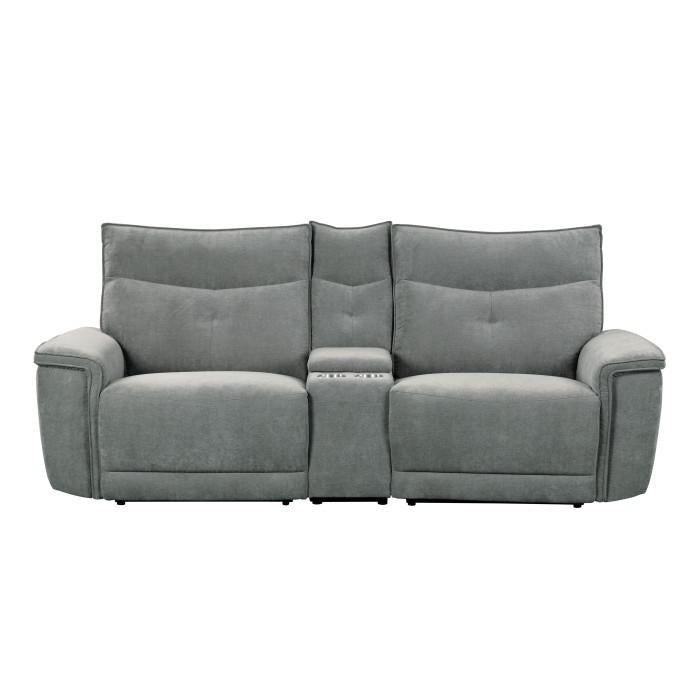 Tesoro Power Double Reclining Loveseat in Dark Gray - U&U Home Budget Furniture (Carteret, NJ)