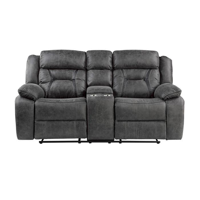 Madrona Hill Double Reclining Loveseat in Gray 9989GY-2 - U&U Home Budget Furniture (Carteret, NJ)
