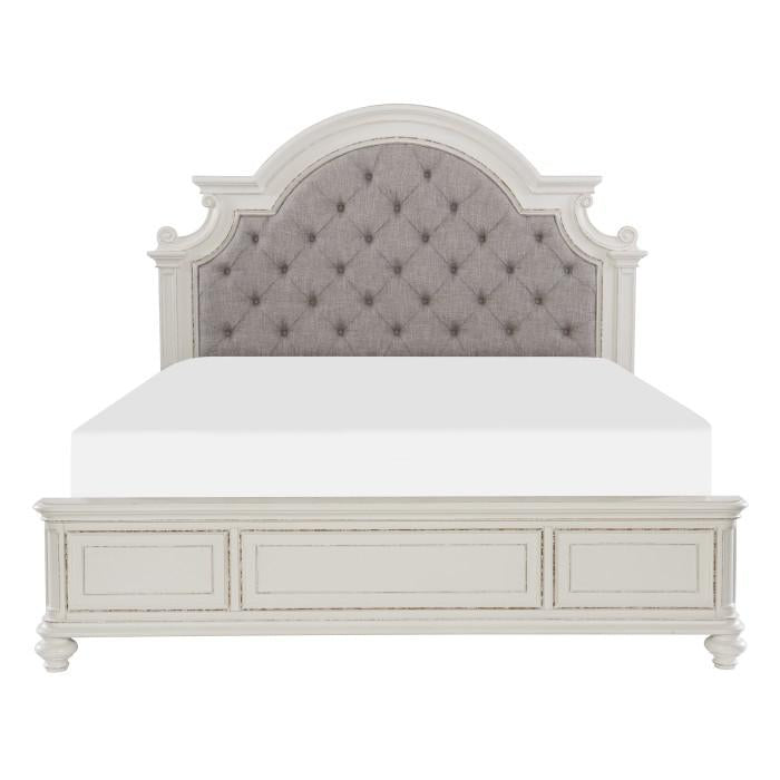Baylesford Queen Upholstered Panel Bed in Antique White 1624W-1* - U&U Home Budget Furniture (Carteret, NJ)