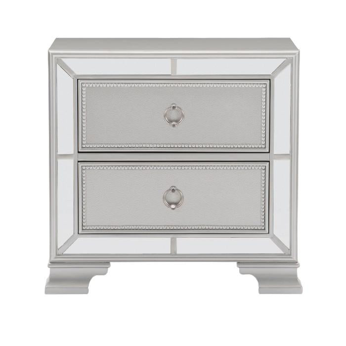 Avondale Nightstand in Silver 1646-4 - U&U Home Budget Furniture (Carteret, NJ)