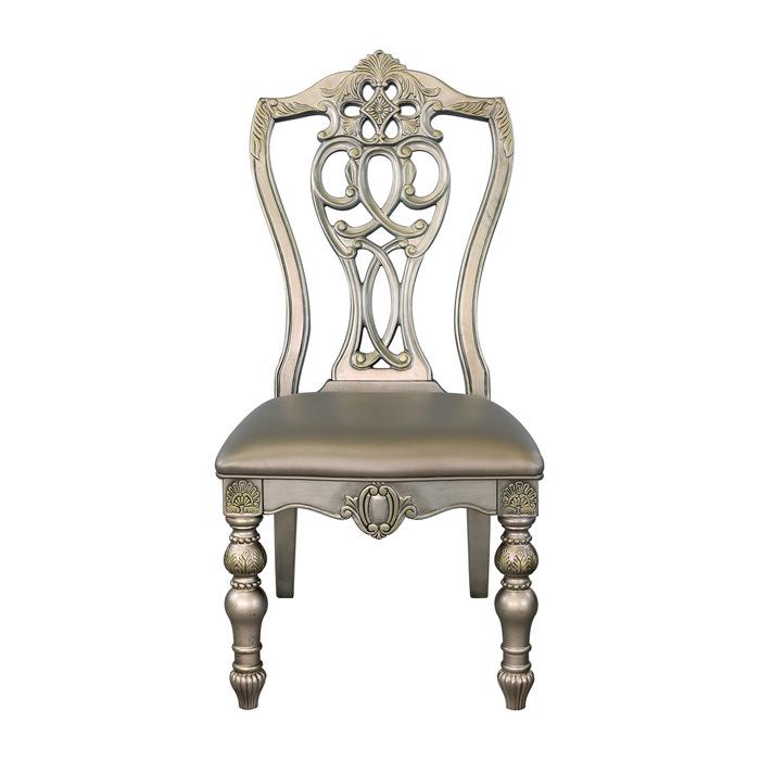 Catalonia Side Chair in Platinum Gold (Set of 2) - U&U Home Budget Furniture (Carteret, NJ)