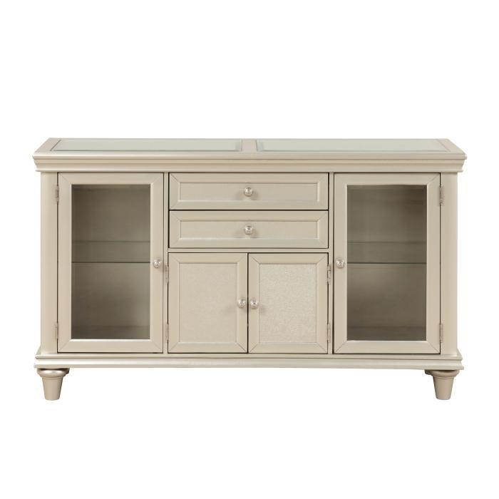 Celandine Server with Glass insert in Silver 1928-40NG - U&U Home Budget Furniture (Carteret, NJ)