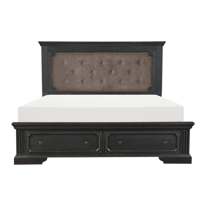 Bolingbrook Queen Upholstered Storage Platform Bed in Coffee 1647-1* - U&U Home Budget Furniture (Carteret, NJ)