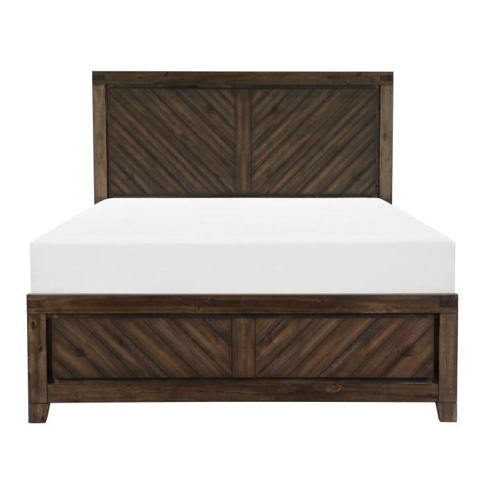 Parnell Queen Panel Bed in Rustic Cherry 1648-1* - U&U Home Budget Furniture (Carteret, NJ)