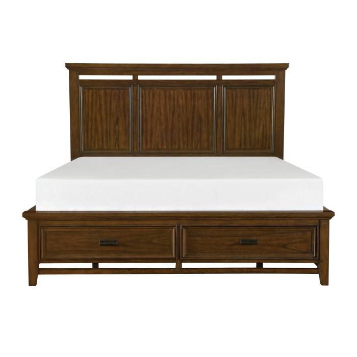 Frazier Queen Upholstered Storage Platform Bed in Dark Cherry 1649-1* - U&U Home Budget Furniture (Carteret, NJ)