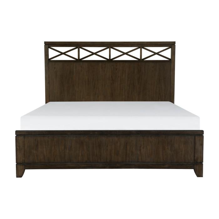 Griggs Queen Panel Bed in Dark Brown 1669-1* - U&U Home Budget Furniture (Carteret, NJ)