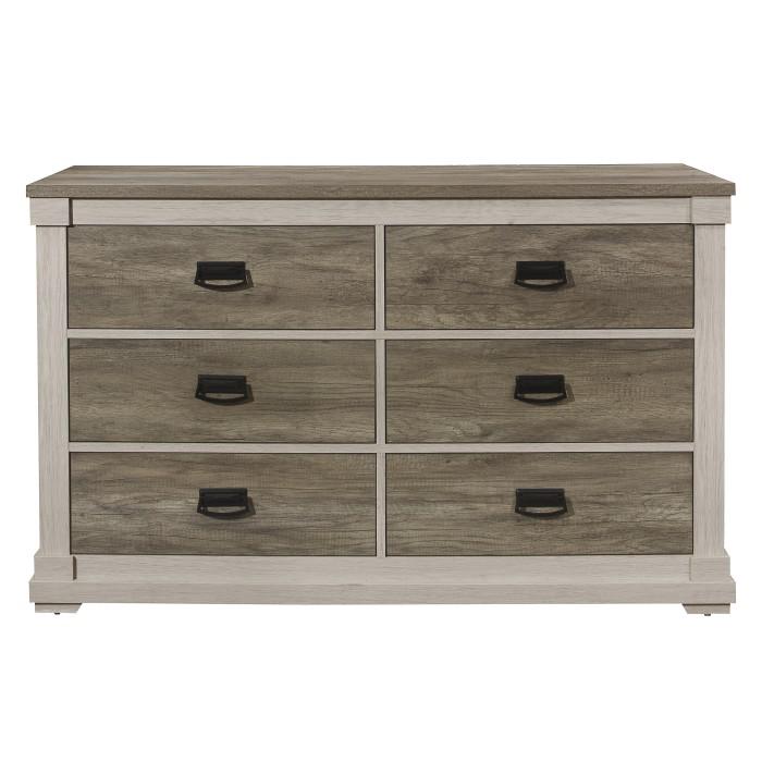 Arcadia Dresser in White & Weathered Gray 1677-5 - U&U Home Budget Furniture (Carteret, NJ)