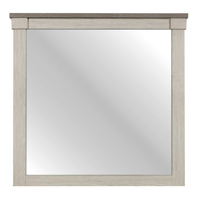 Arcadia Mirror in White & Weathered Gray 1677-6 - U&U Home Budget Furniture (Carteret, NJ)