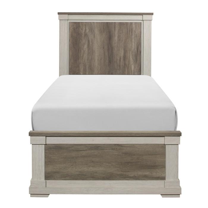 Arcadia Twin Panel Bed in White & Weathered Gray 1677T-1* - U&U Home Budget Furniture (Carteret, NJ)
