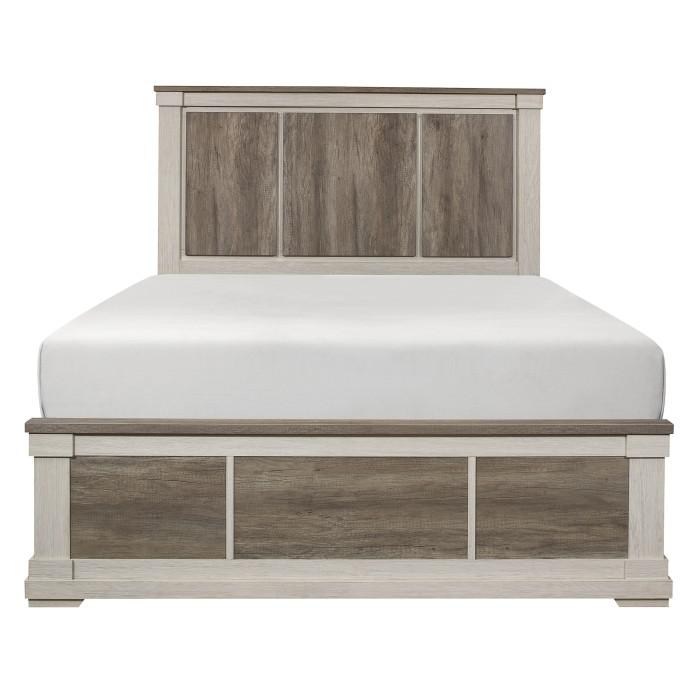 Arcadia Full Panel Bed in White & Weathered Gray 1677F-1* - U&U Home Budget Furniture (Carteret, NJ)
