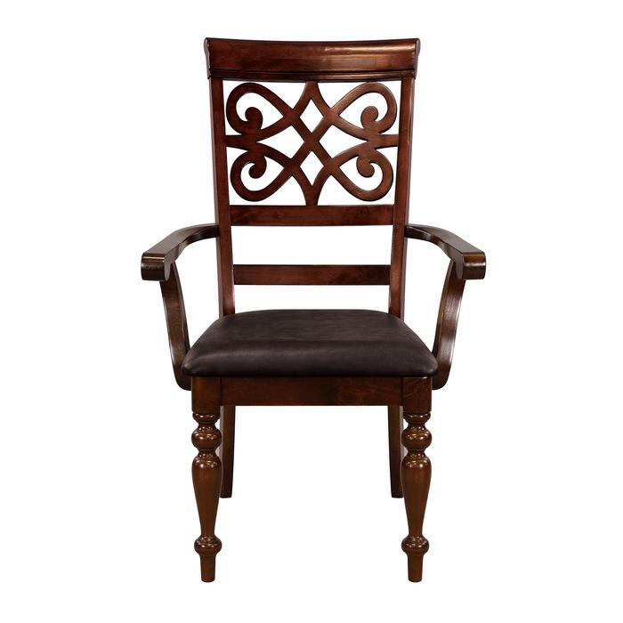 Creswell Arm Chair in Dark Cherry (Set of 2) - U&U Home Budget Furniture (Carteret, NJ)