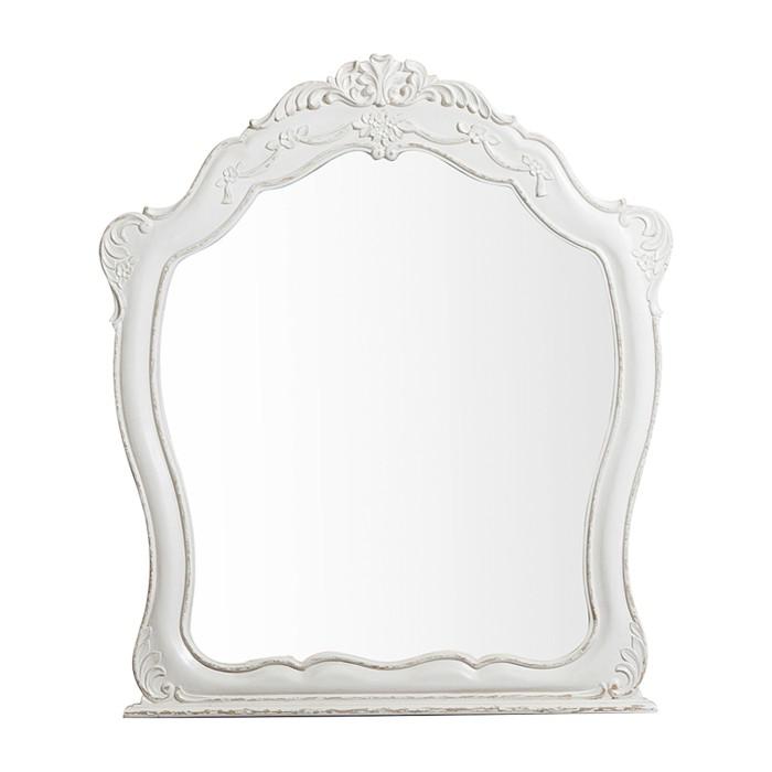 Cinderella Mirror in Antique White with Grey Rub-Through - U&U Home Budget Furniture (Carteret, NJ)