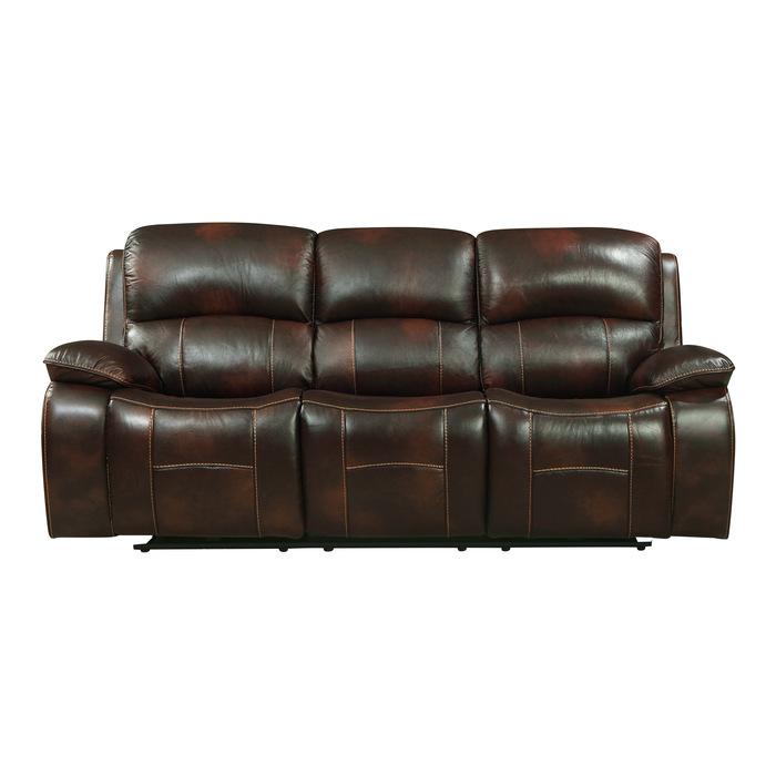 Mahala Double Reclining Sofa in Brown 8200BRW-3 - U&U Home Budget Furniture (Carteret, NJ)