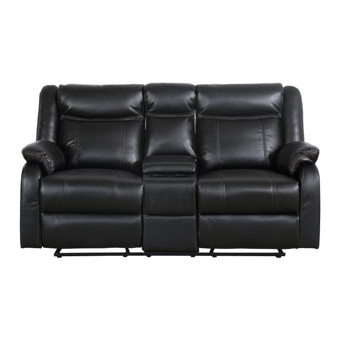Jude Double Glider Recliner Loveseat in Black 8201BLK-2 - U&U Home Budget Furniture (Carteret, NJ)