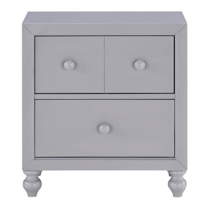 Wellsummer 2 Drawer Nightstand in Gray 1803GY-4 - U&U Home Budget Furniture (Carteret, NJ)