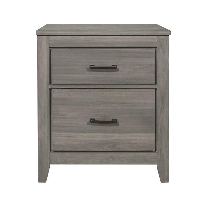 Waldorf 2 Drawer Nightstand in Dark Gray 1902-4 - U&U Home Budget Furniture (Carteret, NJ)