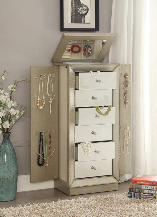 Talor Antique Gold Jewelry Armoire - U&U Home Budget Furniture (Carteret, NJ)