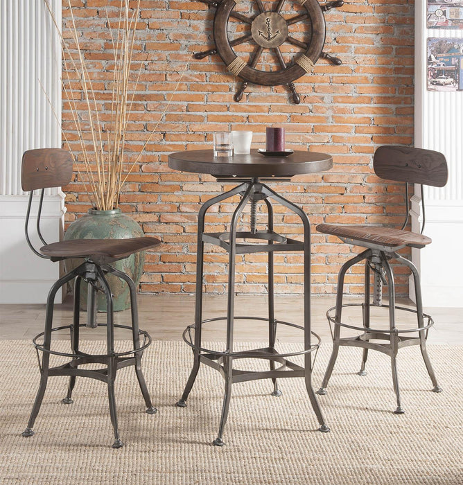 Kaeso Walnut & Gunmetal Bar Table - U&U Home Budget Furniture (Carteret, NJ)