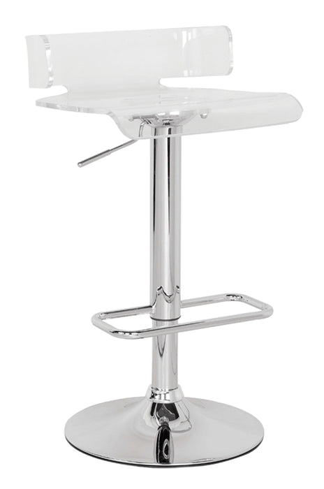 Rania Clear & Chrome Adjustable Stool (1Pc) - U&U Home Budget Furniture (Carteret, NJ)