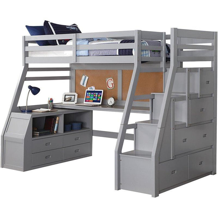 Acme Jason II Twin Loft Bed & Ladder in Gray 37445 - U&U Home Budget Furniture (Carteret, NJ)
