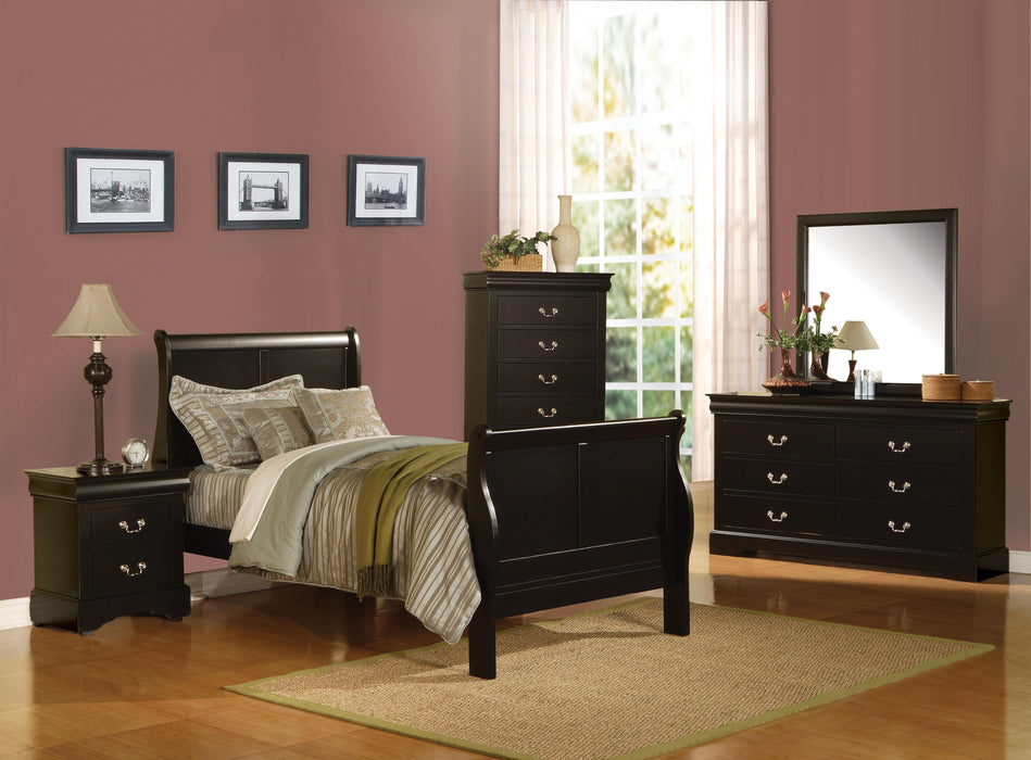 Louis Philippe III Black Twin Bed - U&U Home Budget Furniture (Carteret, NJ)