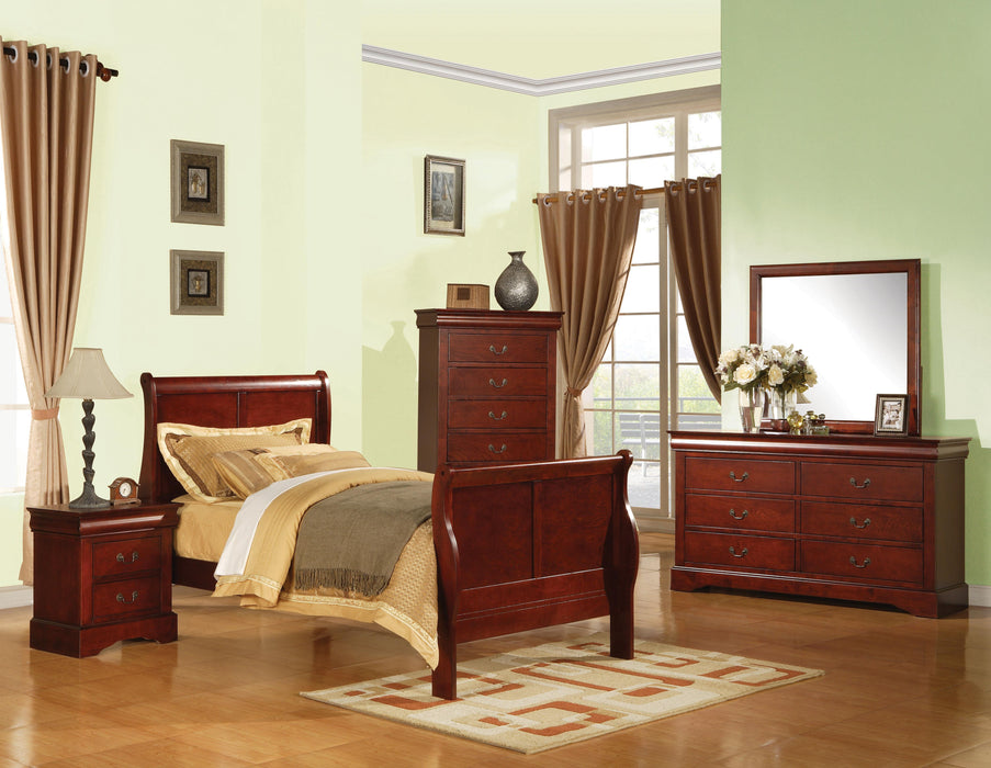 Louis Philippe III Cherry Twin Bed - U&U Home Budget Furniture (Carteret, NJ)