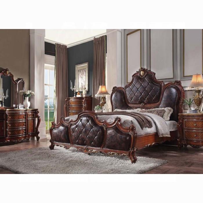 Picardy PU & Cherry Oak California King Bed - U&U Home Budget Furniture (Carteret, NJ)