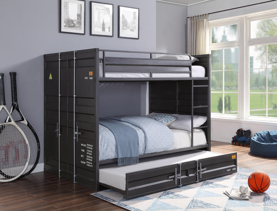 Cargo Gunmetal Bunk Bed (Full/Full) - U&U Home Budget Furniture (Carteret, NJ)