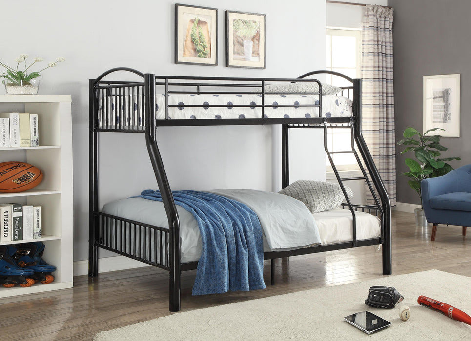 Cayelynn Black Bunk Bed (Twin/Full) - U&U Home Budget Furniture (Carteret, NJ)