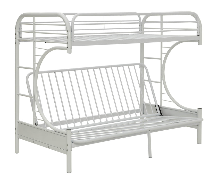 Eclipse White Bunk Bed (Twin XL/Queen/Futon) - U&U Home Budget Furniture (Carteret, NJ)