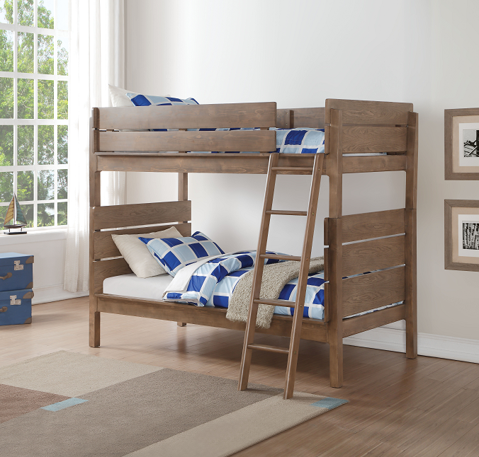 Ranta Antique Oak Bunk Bed (Twin/Twin) - U&U Home Budget Furniture (Carteret, NJ)