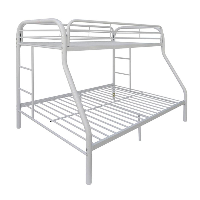 Tritan White Bunk Bed (Twin/Full) - U&U Home Budget Furniture (Carteret, NJ)