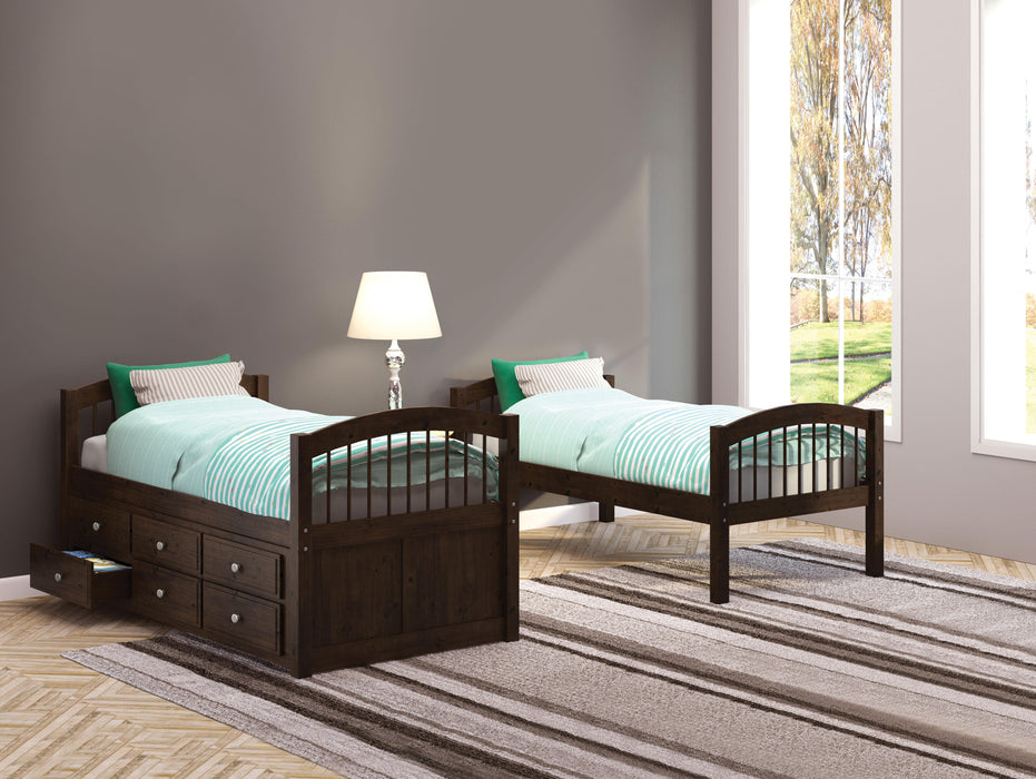 Micah Espresso Bunk Bed & Trundle (Twin/Twin) - U&U Home Budget Furniture (Carteret, NJ)
