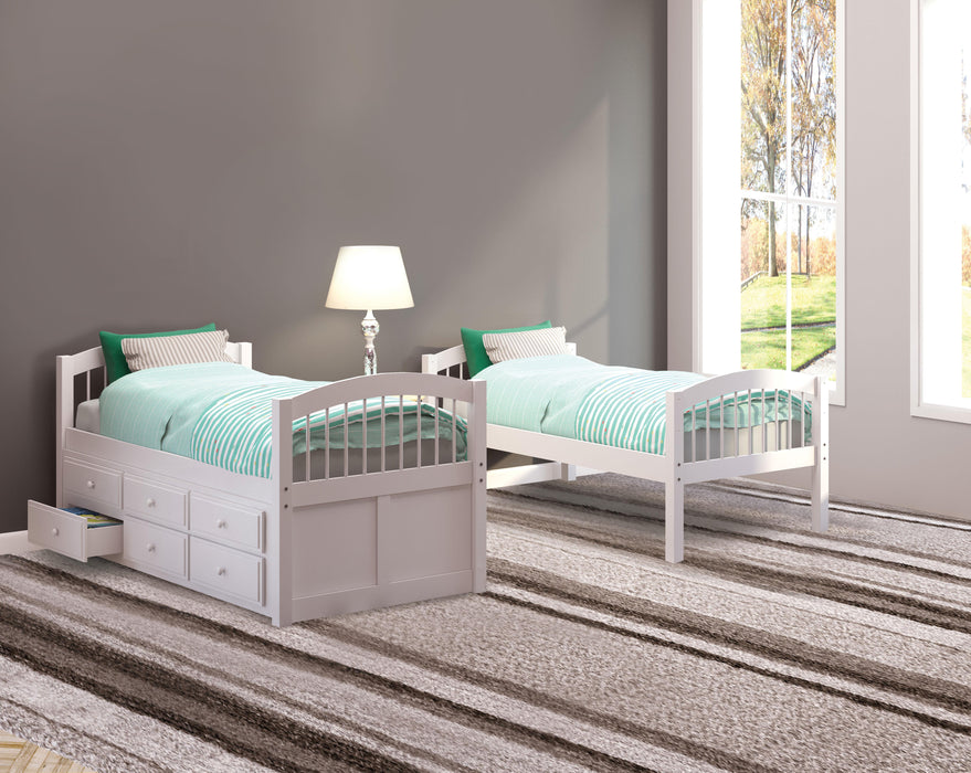 Micah White Bunk Bed & Trundle (Twin/Twin) - U&U Home Budget Furniture (Carteret, NJ)