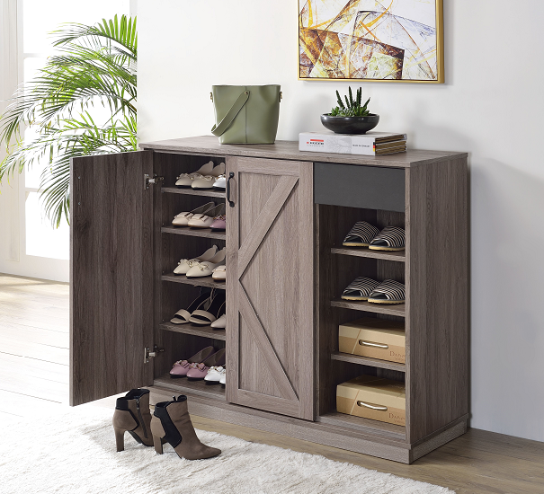 Toski Rustic Gray Oak Cabinet - U&U Home Budget Furniture (Carteret, NJ)