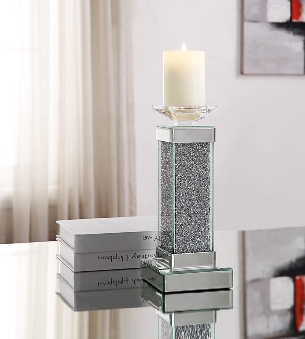 Rekha Mirrored & Faux Crystals Accent Candleholder - U&U Home Budget Furniture (Carteret, NJ)