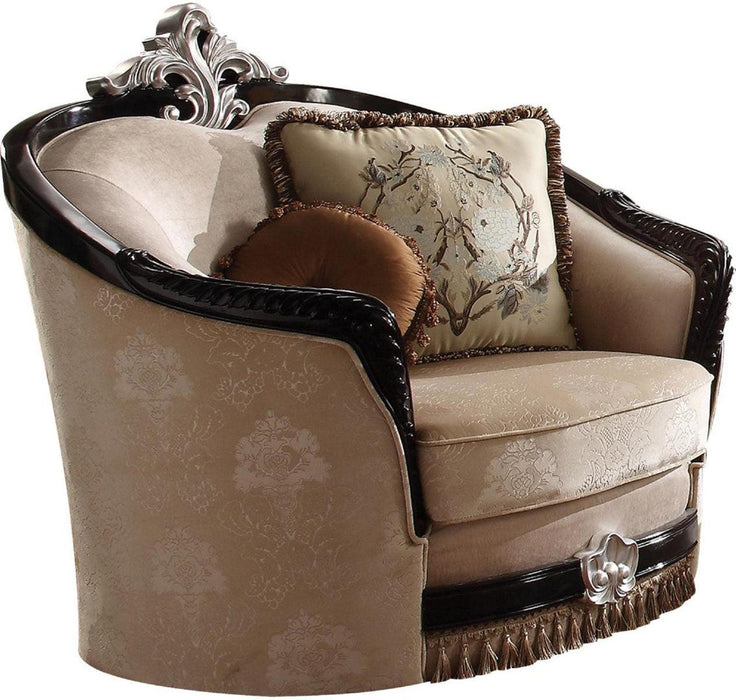 Acme Furniture Ernestine Chair with 2 Pillows in Tan and Black 52112 - U&U Home Budget Furniture (Carteret, NJ)