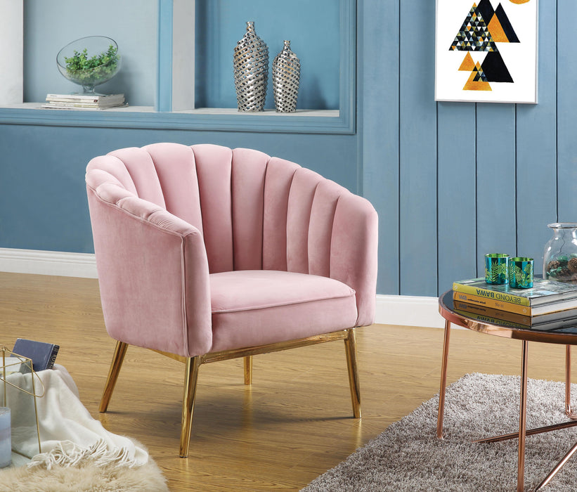 Colla Blush Pink Velvet & Gold Accent Chair - U&U Home Budget Furniture (Carteret, NJ)