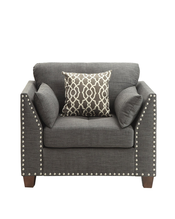 Laurissa Light Charcoal Linen Chair & 3 Pillows - U&U Home Budget Furniture (Carteret, NJ)