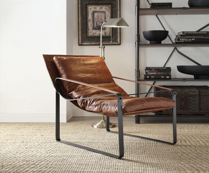 Quoba Cocoa Top Grain Leather Accent Chair - U&U Home Budget Furniture (Carteret, NJ)