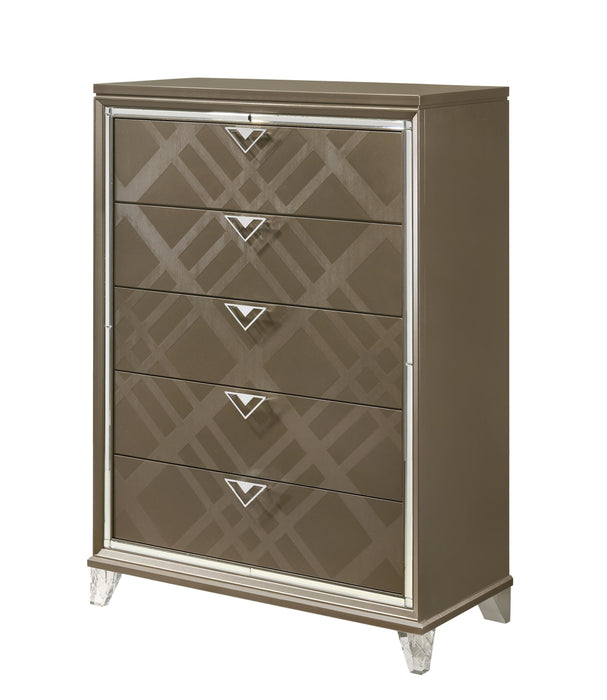 Skylar Dark Champagne Chest - U&U Home Budget Furniture (Carteret, NJ)