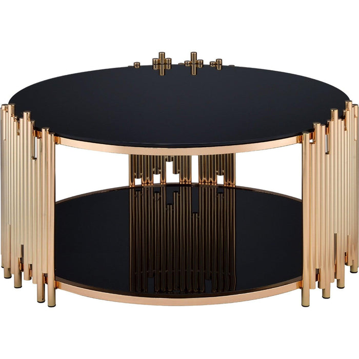 Acme Furniture Tanquin Coffee Table in Gold/Black 84490 - U&U Home Budget Furniture (Carteret, NJ)