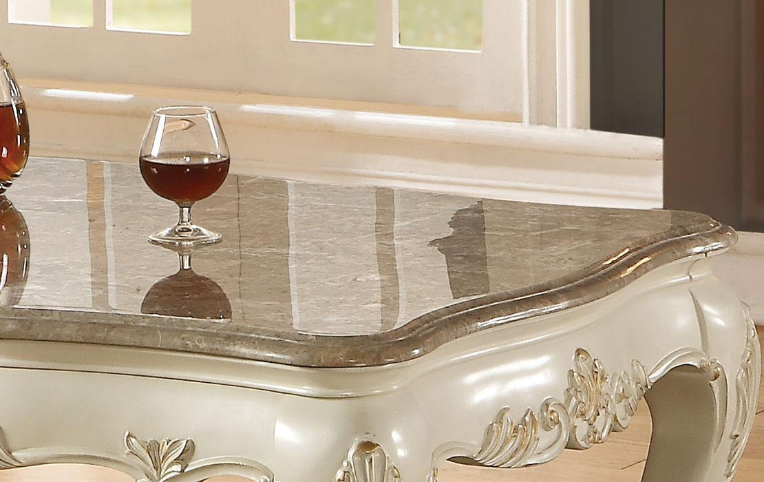 Chantelle Marble & Pearl White Coffee Table - U&U Home Budget Furniture (Carteret, NJ)