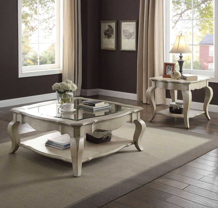 Chelmsford Antique Taupe & Clear Glass Coffee Table - U&U Home Budget Furniture (Carteret, NJ)