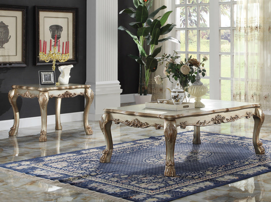 Dresden Gold Patina & Bone Coffee Table - U&U Home Budget Furniture (Carteret, NJ)