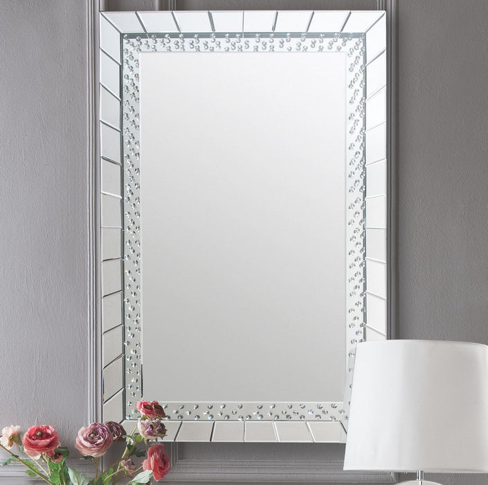 Nysa Mirrored & Faux Crystals Console Table - U&U Home Budget Furniture (Carteret, NJ)