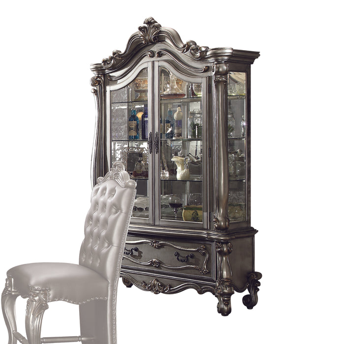 Versailles Antique Platinum Curio Cabinet - U&U Home Budget Furniture (Carteret, NJ)