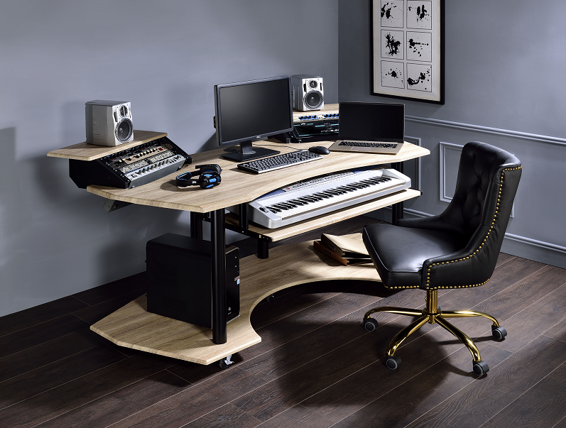 Eleazar Natural Oak Computer Desk - U&U Home Budget Furniture (Carteret, NJ)