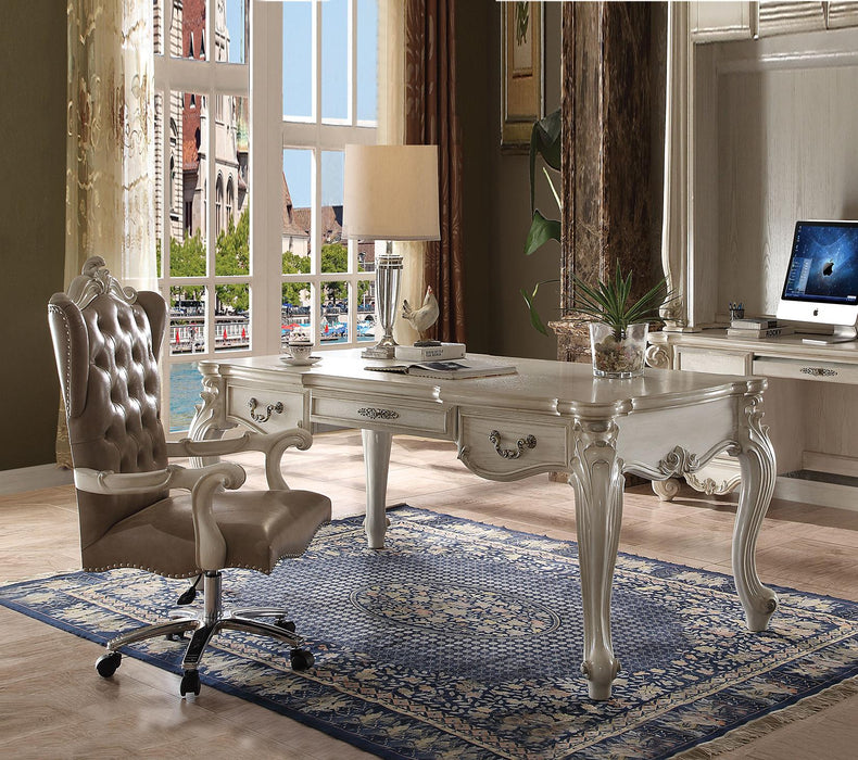 Versailles Bone White Computer Desk & Hutch - U&U Home Budget Furniture (Carteret, NJ)